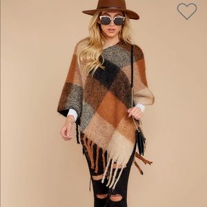 Plaid poncho OS from red dress boutique